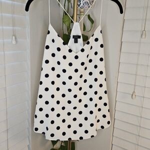 J. Crew White Camisole with Navy Polka Dots